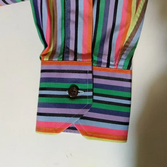 Etro Size 39 Multi Color Stripe Shirt Italy Exc - Picture 3 of 4